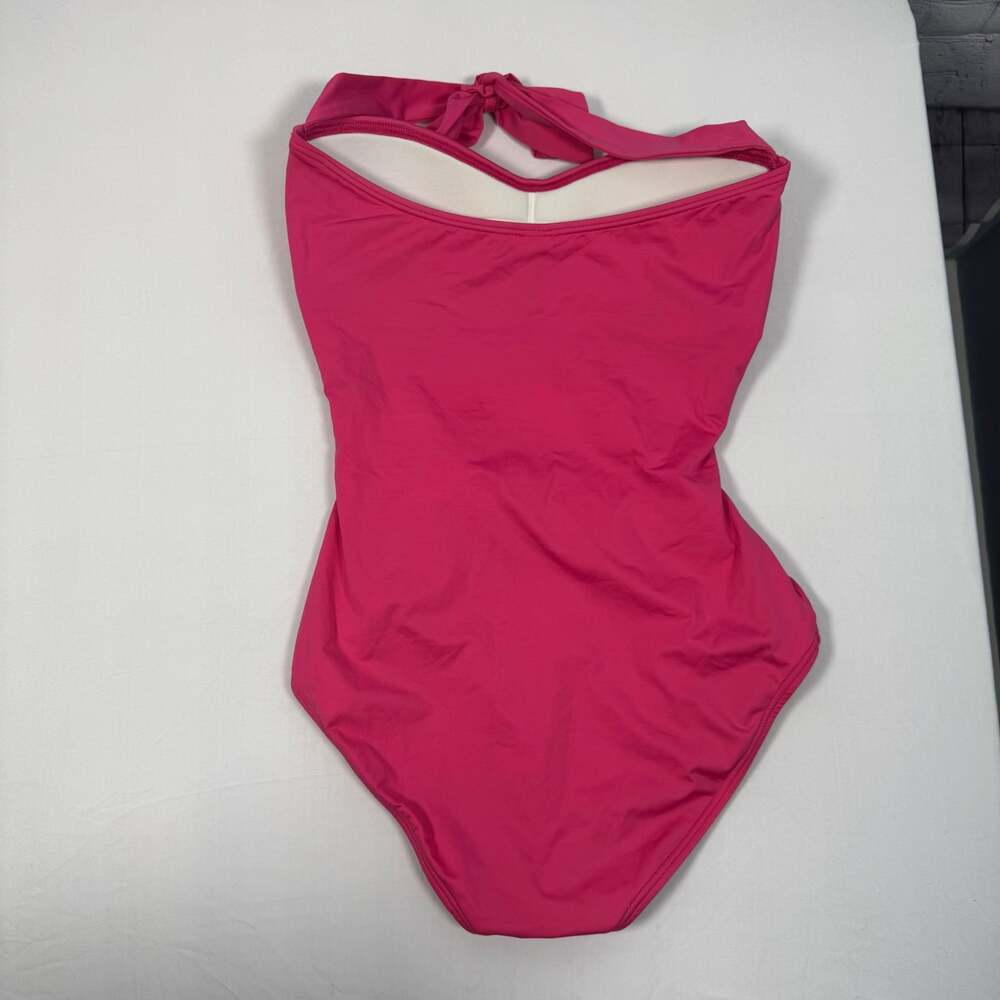 Tommy Bahama Swimsuit Women 6 Ruched Top Side Shirred Halter One-Piece Pink - Picture 4 of 6